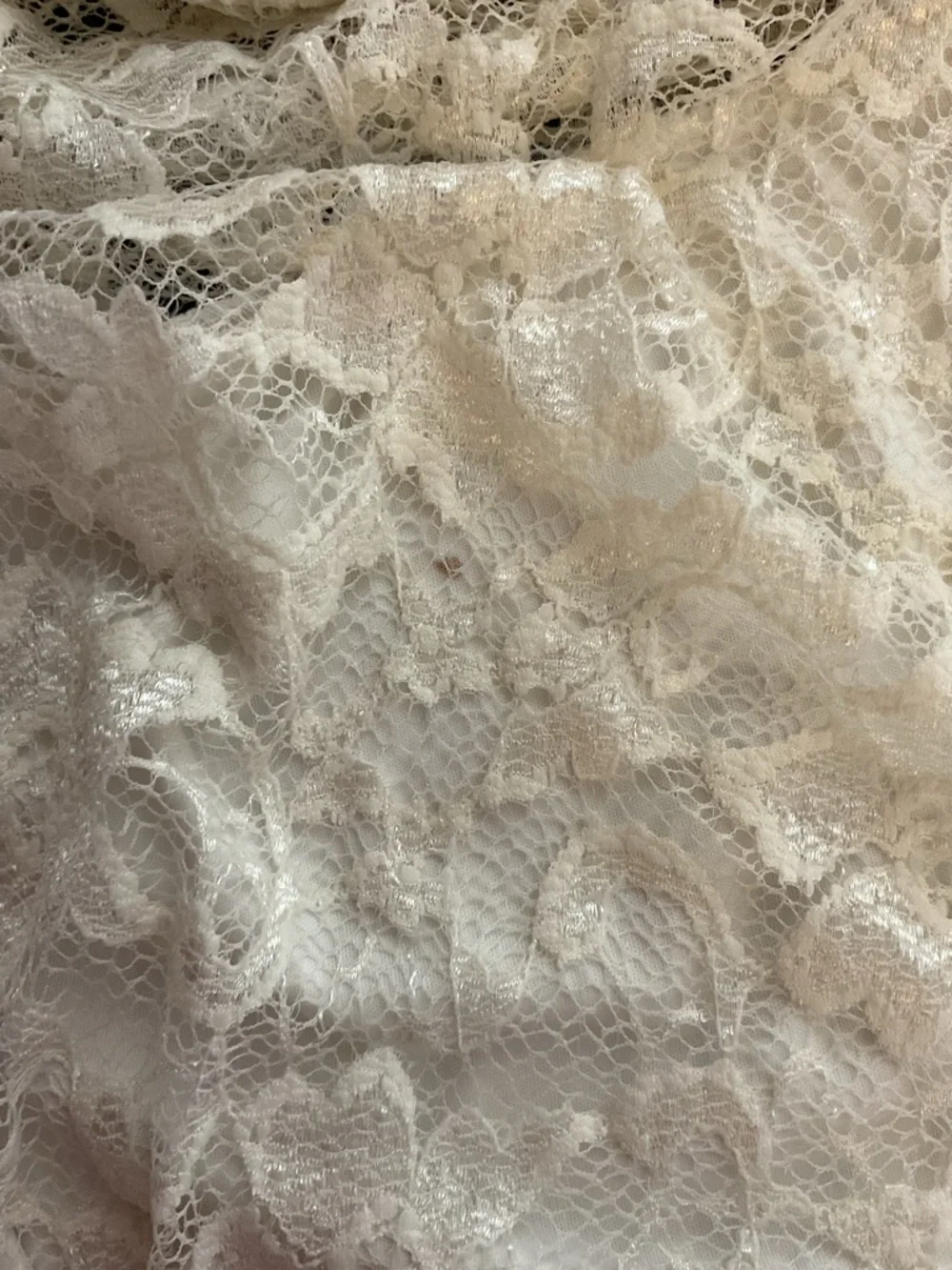 Sentimental NY Cream Lace Bodycon Dress Small Ruffle Collar Made in USA - Picture 7 of 7